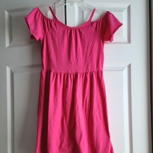 Girls Hi Low Cold Shoulder Pink Sundress